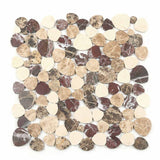 Marble Pebbles Mosaics Heart Shape - Coffee