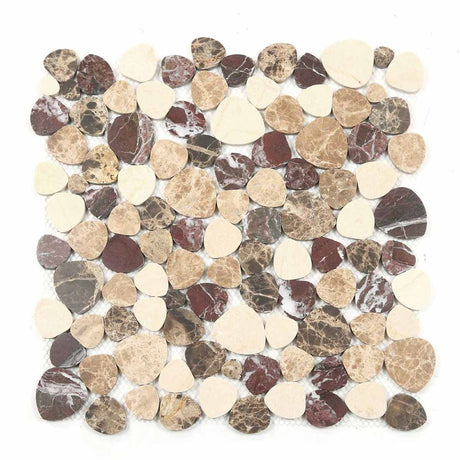 Marble Pebbles Mosaics Heart Shape - Coffee
