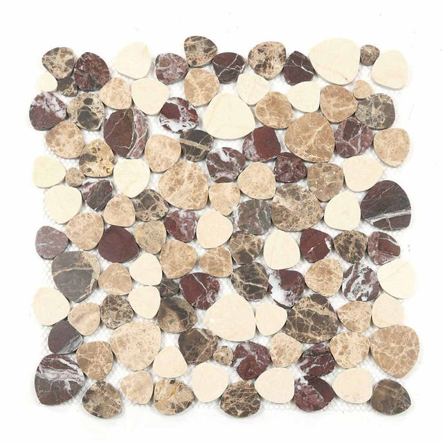 Marble Pebbles Mosaics Heart Shape - Coffee