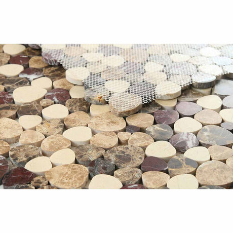 Marble Pebbles Mosaics Heart Shape - Coffee