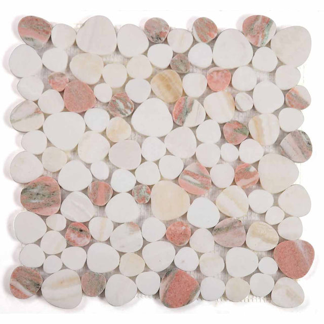 Marble Pebbles Mosaics Heart Shape - Rose Garden