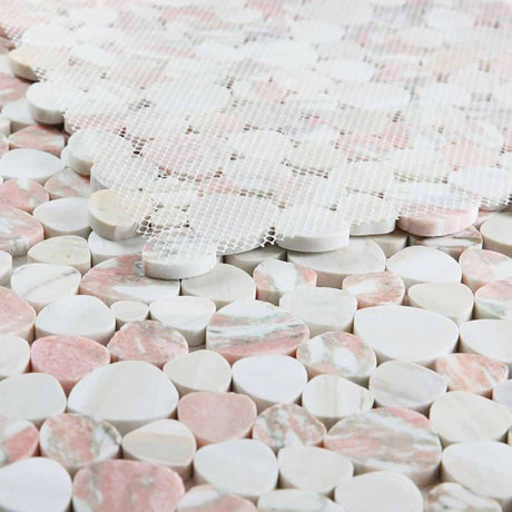 Marble Pebbles Mosaics Heart Shape - Rose Garden
