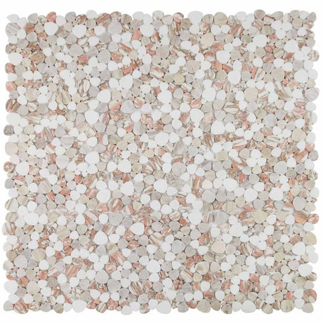 Marble Pebbles Mosaics Heart Shape - Rose Garden