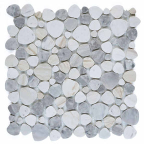 Honey heart shape marble pebble mosaic tile with honed finish
