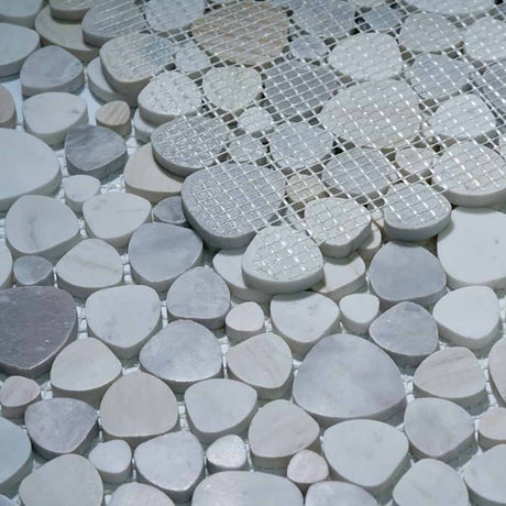 Mosaics Marble Pebbles Heart Shape - Honey Honed