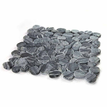 Mosaics Marble Pebbles Heart Shape - Black Grain