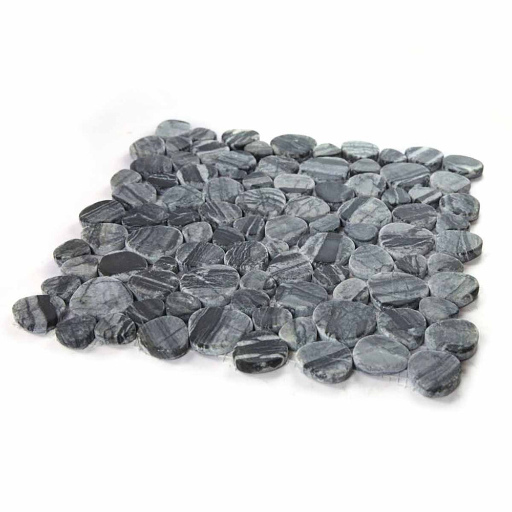 Mosaics Marble Pebbles Heart Shape - Black Grain