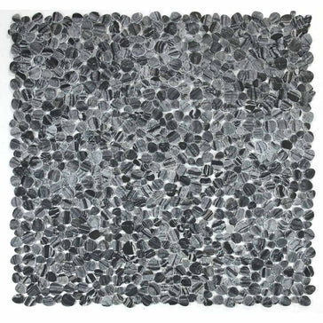 Mosaics Marble Pebbles Heart Shape - Black Grain