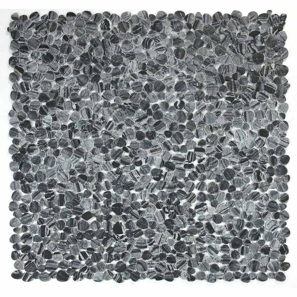 Mosaics Marble Pebbles Heart Shape - Black Grain