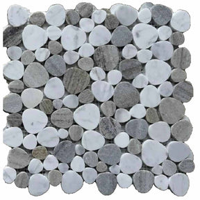 Carrara White Crystal Grain heart shape marble pebble mosaic tile