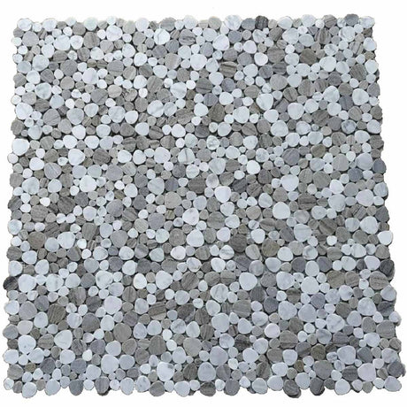 Carrara White Marble Pebbles Mosaics Heart Shape - Crystal Grain