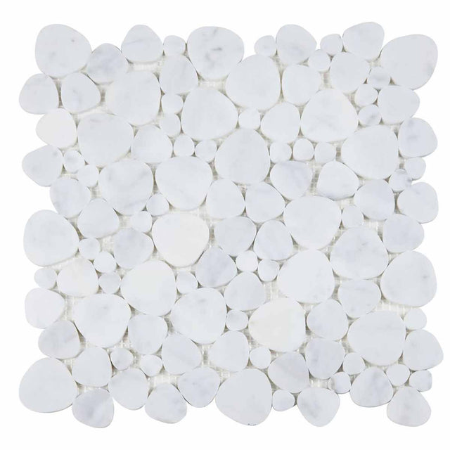 Marble Pebbles Mosaics Heart Shape - Carrara White