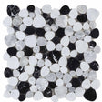 Marble Pebbles Mosaics Heart Shape - Black and White