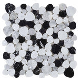 Marble Pebbles Mosaics Heart Shape - Black and White