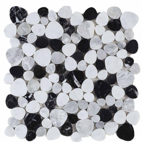Marble Pebbles Mosaics Heart Shape - Black and White