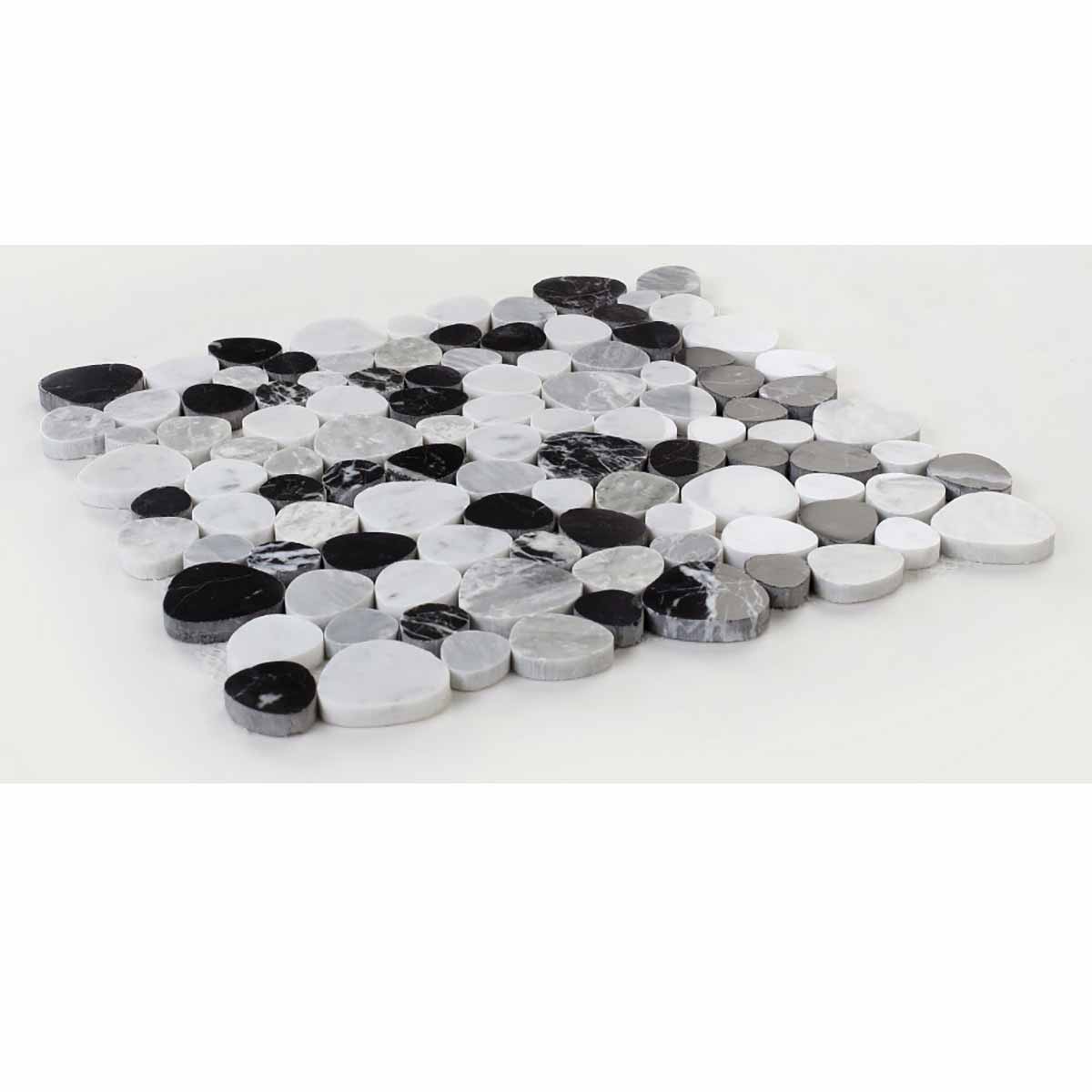 Marble Pebbles Mosaics Heart Shape - Black and White