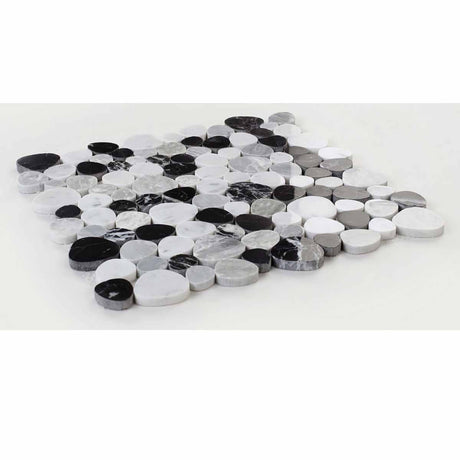 Marble Pebbles Mosaics Heart Shape - Black and White
