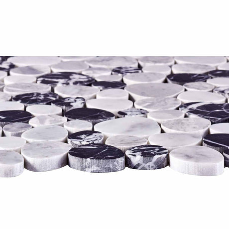 Marble Pebbles Mosaics Heart Shape - Black and White