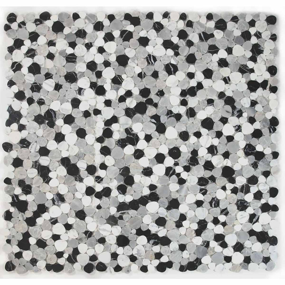 Marble Pebbles Mosaics Heart Shape - Black and White