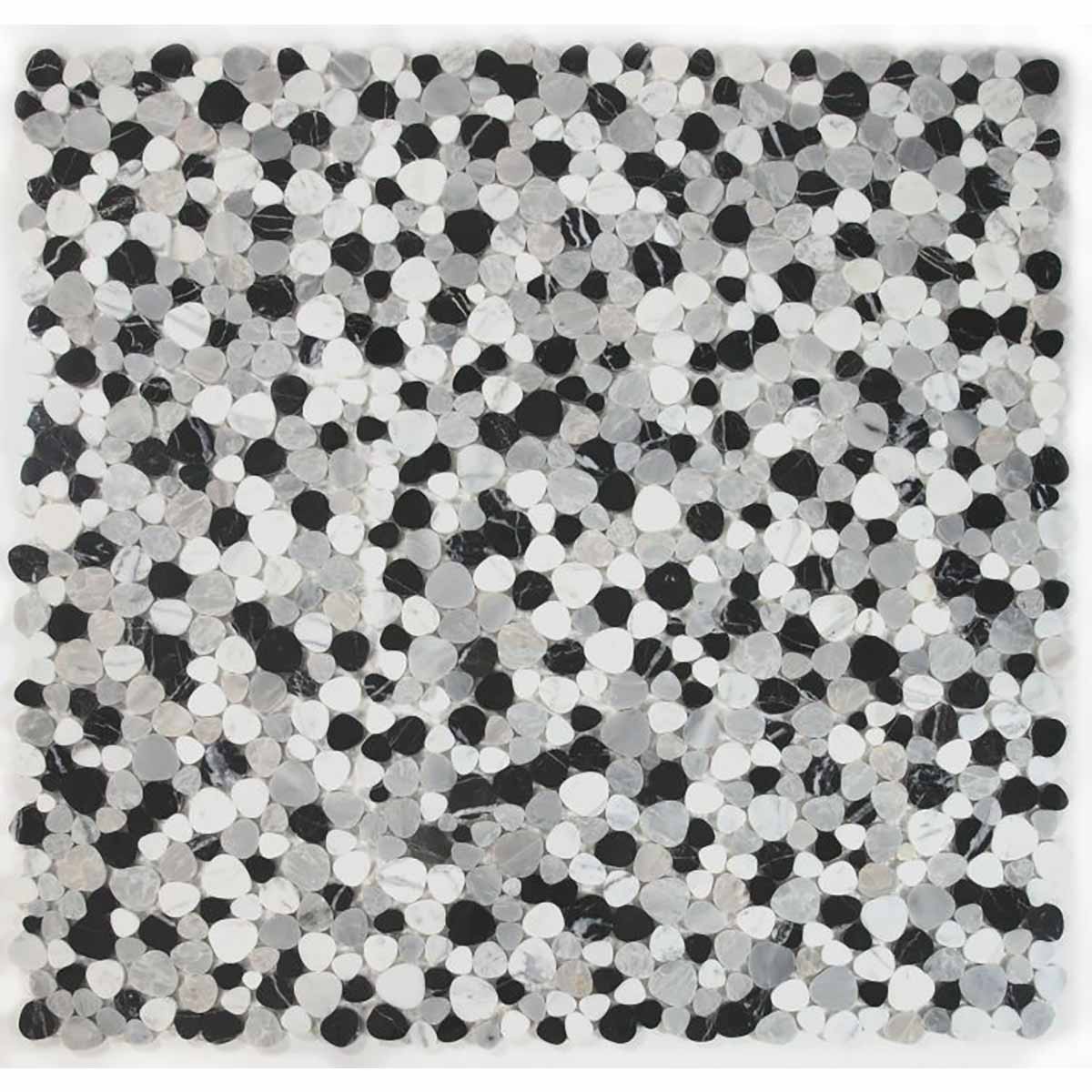 Marble Pebbles Mosaics Heart Shape - Black and White
