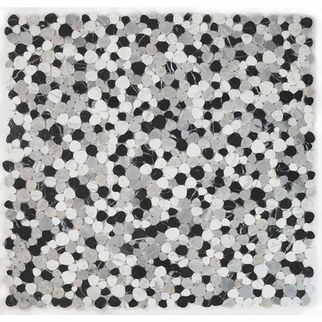 Marble Pebbles Mosaics Heart Shape - Black and White