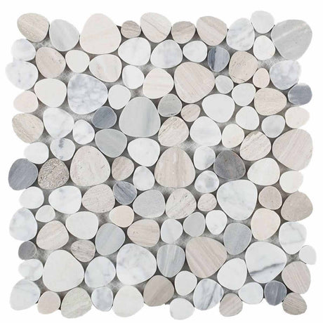 Marble Pebbles Mosaics Heart Shape - Earth tone