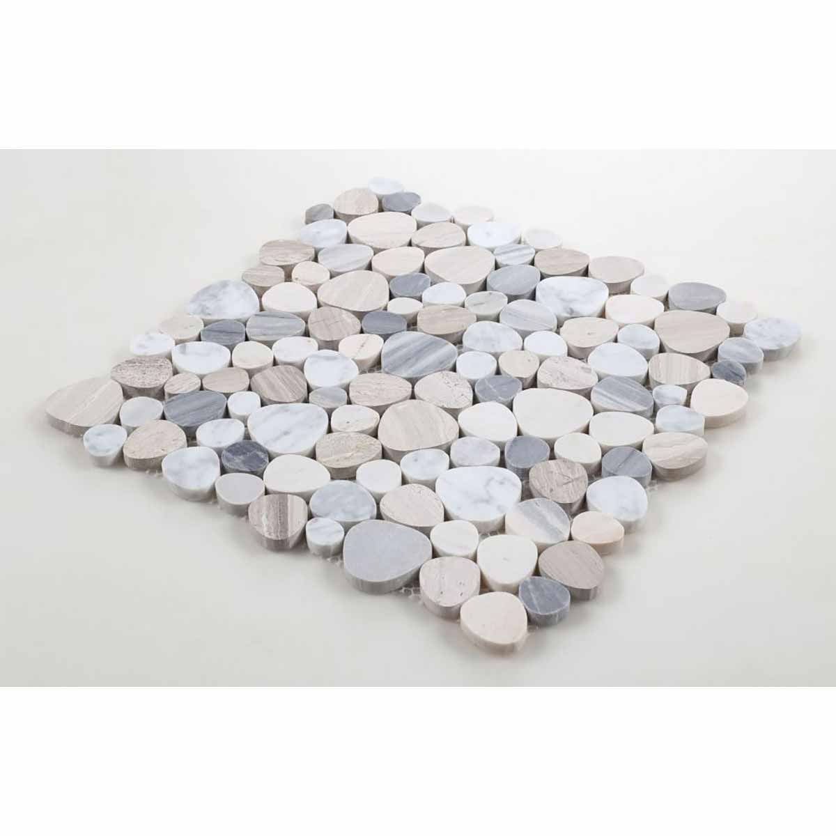 Marble Pebbles Mosaics Heart Shape - Earth tone
