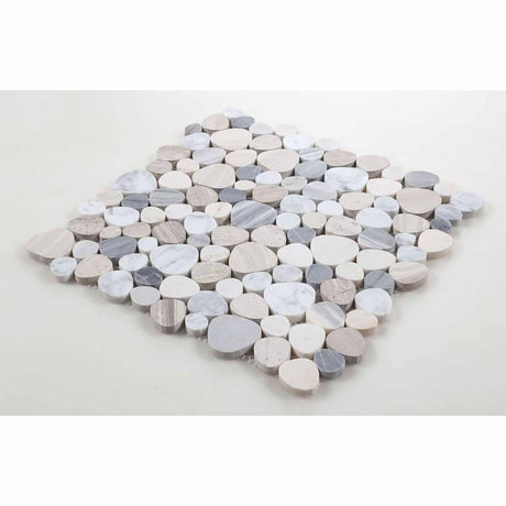 Marble Pebbles Mosaics Heart Shape - Earth tone
