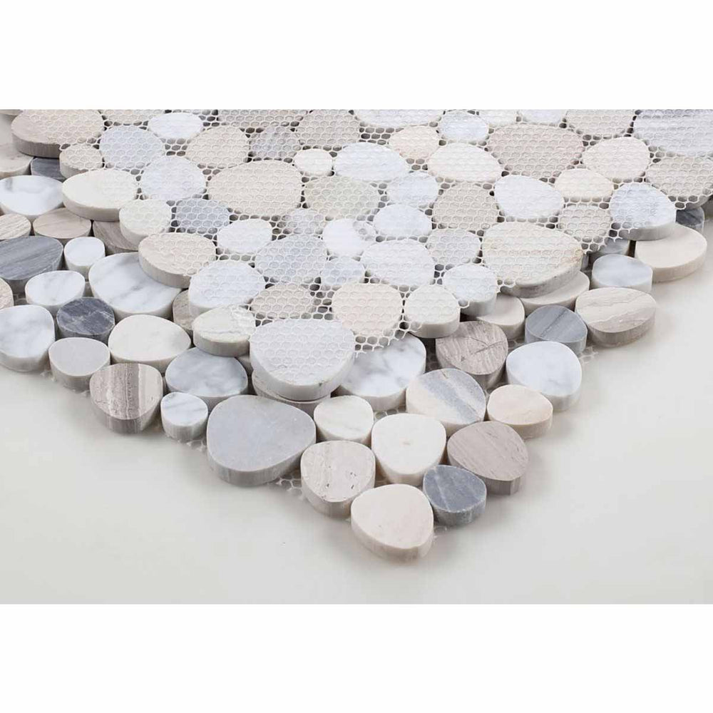 Marble Pebbles Mosaics Heart Shape - Earth tone