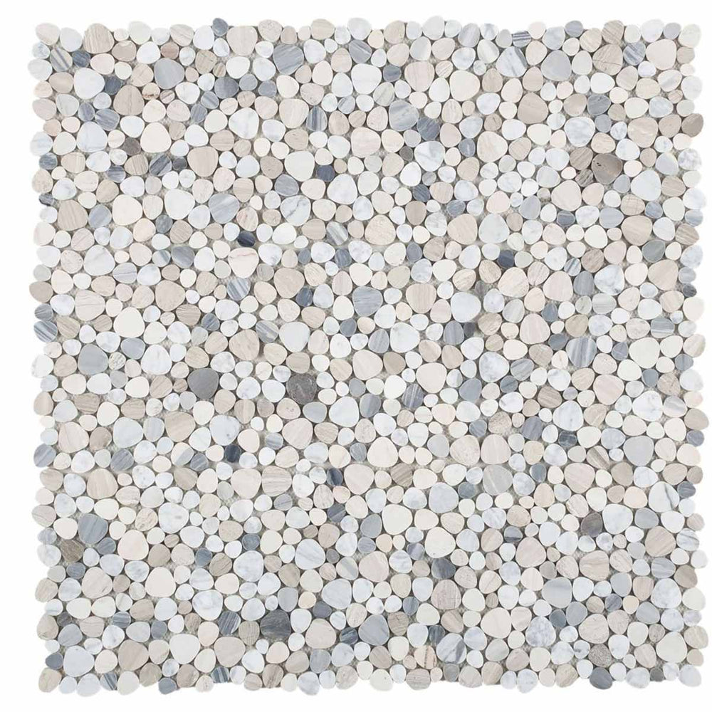 Marble Pebbles Mosaics Heart Shape - Earth tone