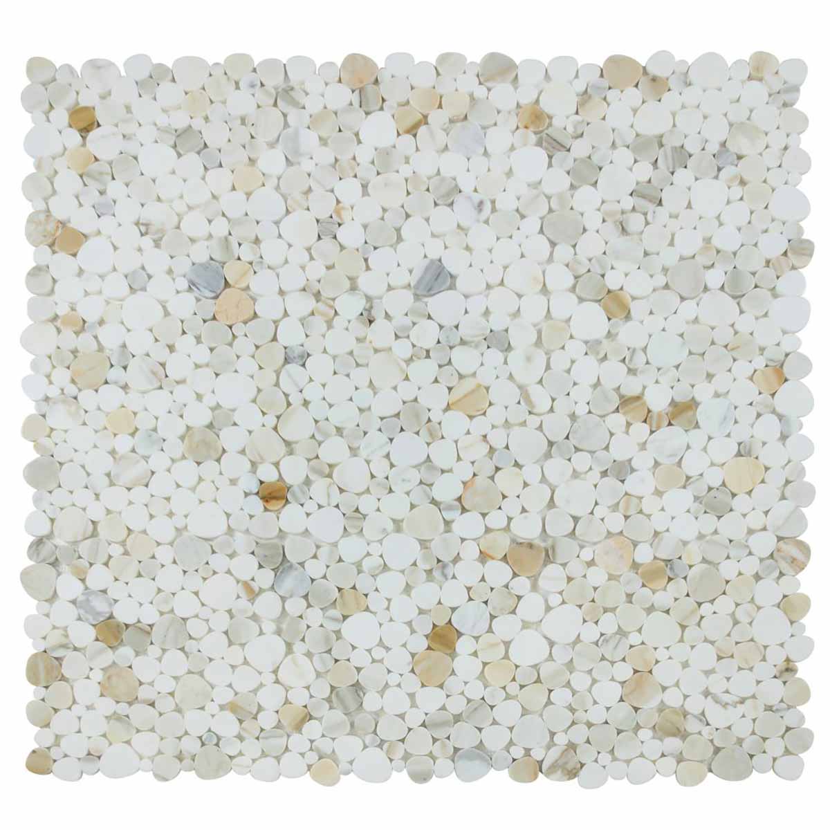 Marble Pebbles Mosaics Heart Shape - Calacatta Gold