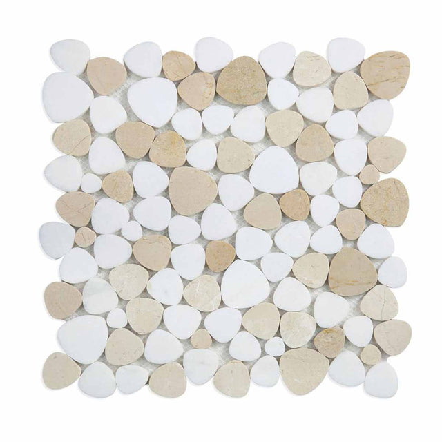 Marble Pebbles Mosaics Heart Shape - Cappuccino