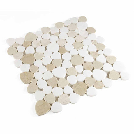 Marble Pebbles Mosaics Heart Shape - Cappuccino