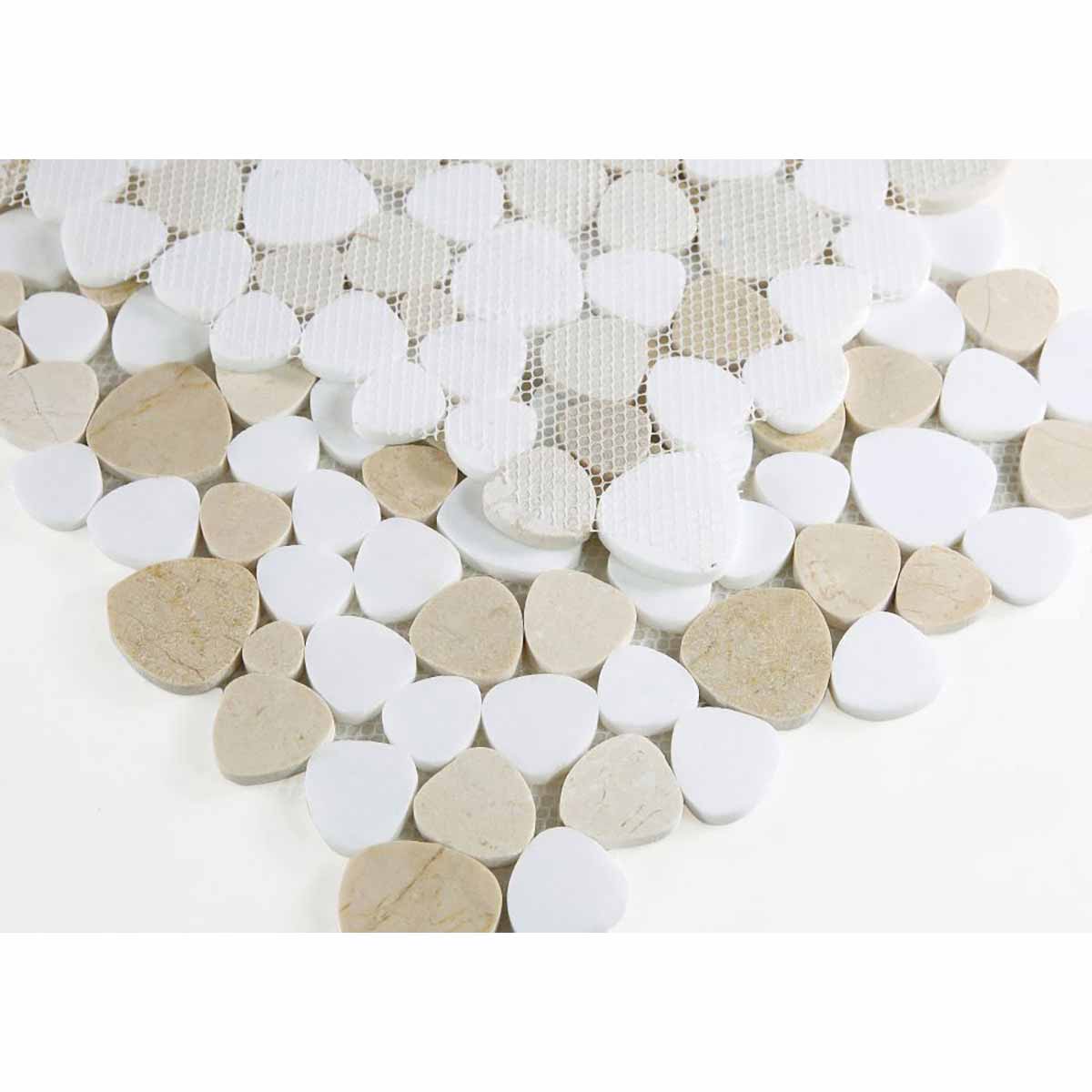 Marble Pebbles Mosaics Heart Shape - Cappuccino