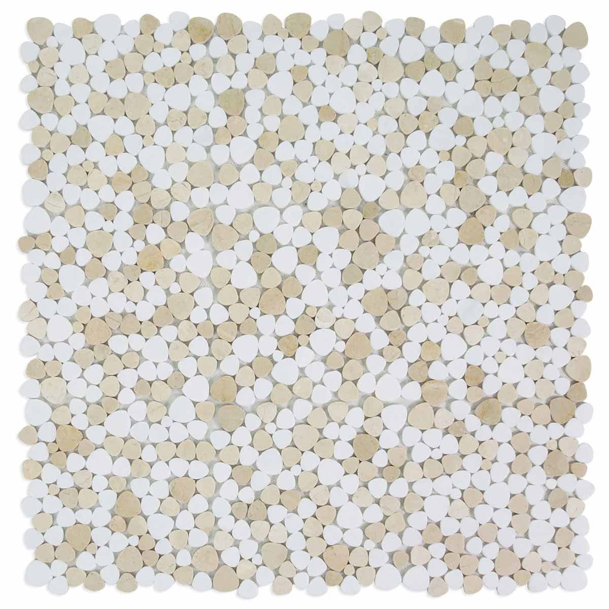 Marble Pebbles Mosaics Heart Shape - Cappuccino