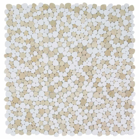 Marble Pebbles Mosaics Heart Shape - Cappuccino