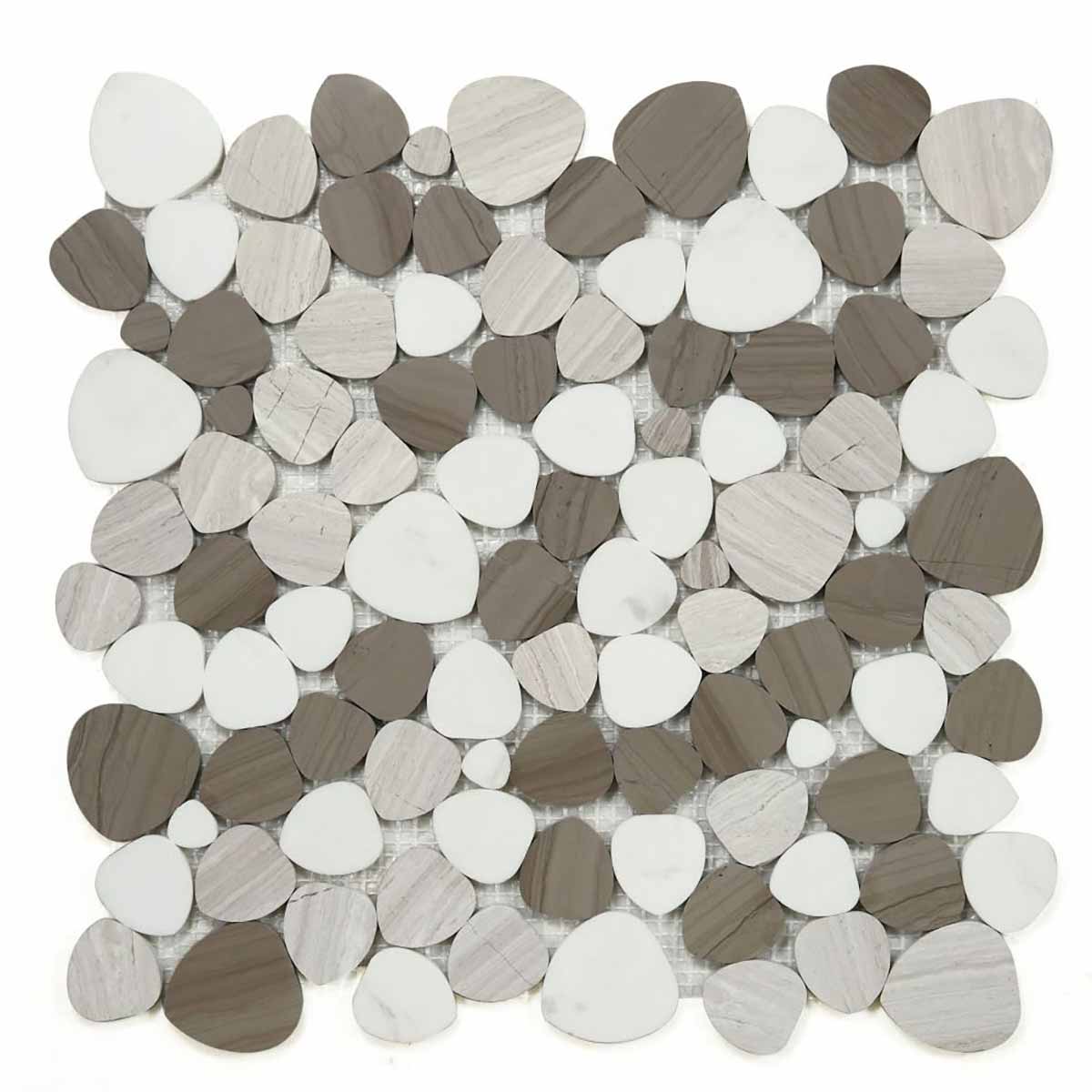 Marble Pebbles Mosaics Heart Shape - Athens Grey