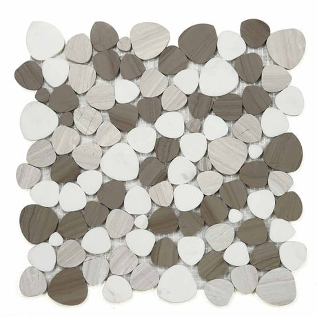 Marble Pebbles Mosaics Heart Shape - Athens Grey