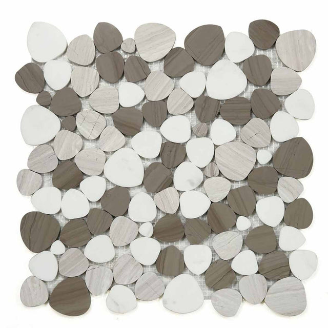 Marble Pebbles Mosaics Heart Shape - Athens Grey