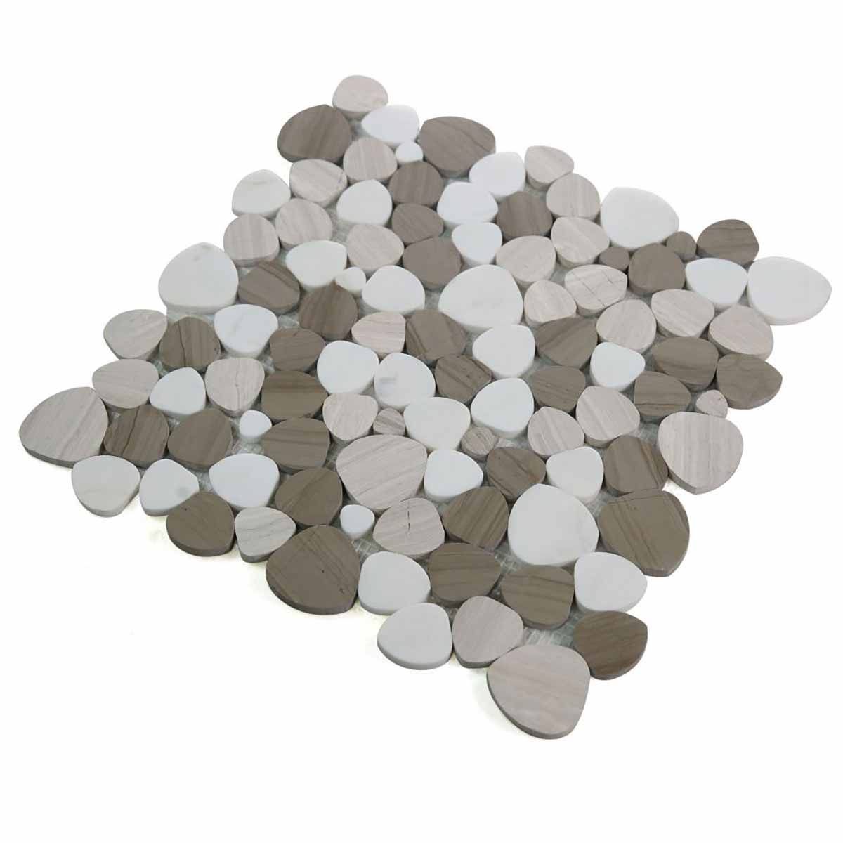 Marble Pebbles Mosaics Heart Shape - Athens Grey