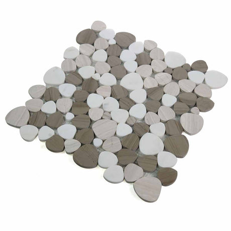 Marble Pebbles Mosaics Heart Shape - Athens Grey