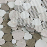 Marble Pebbles Mosaics Heart Shape - Athens Grey