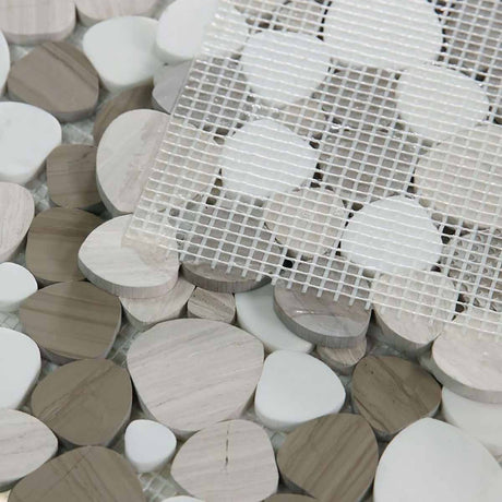 Marble Pebbles Mosaics Heart Shape - Athens Grey