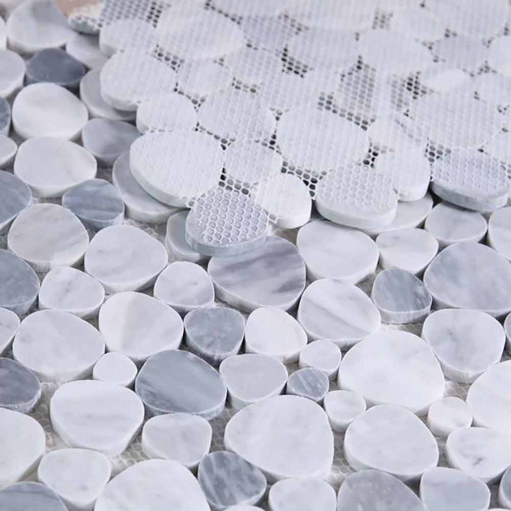 Marble Pebbles Mosaics Heart Shape - Gray Honed