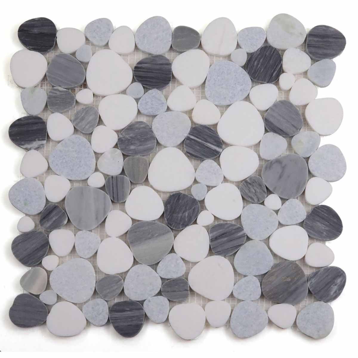 Mosaics Thassos Marble Pebble look - Ocean Blue