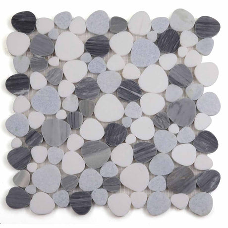 Mosaics Thassos Marble Pebble look - Ocean Blue