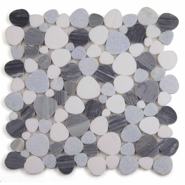 Mosaics Thassos Marble Pebble look - Ocean Blue