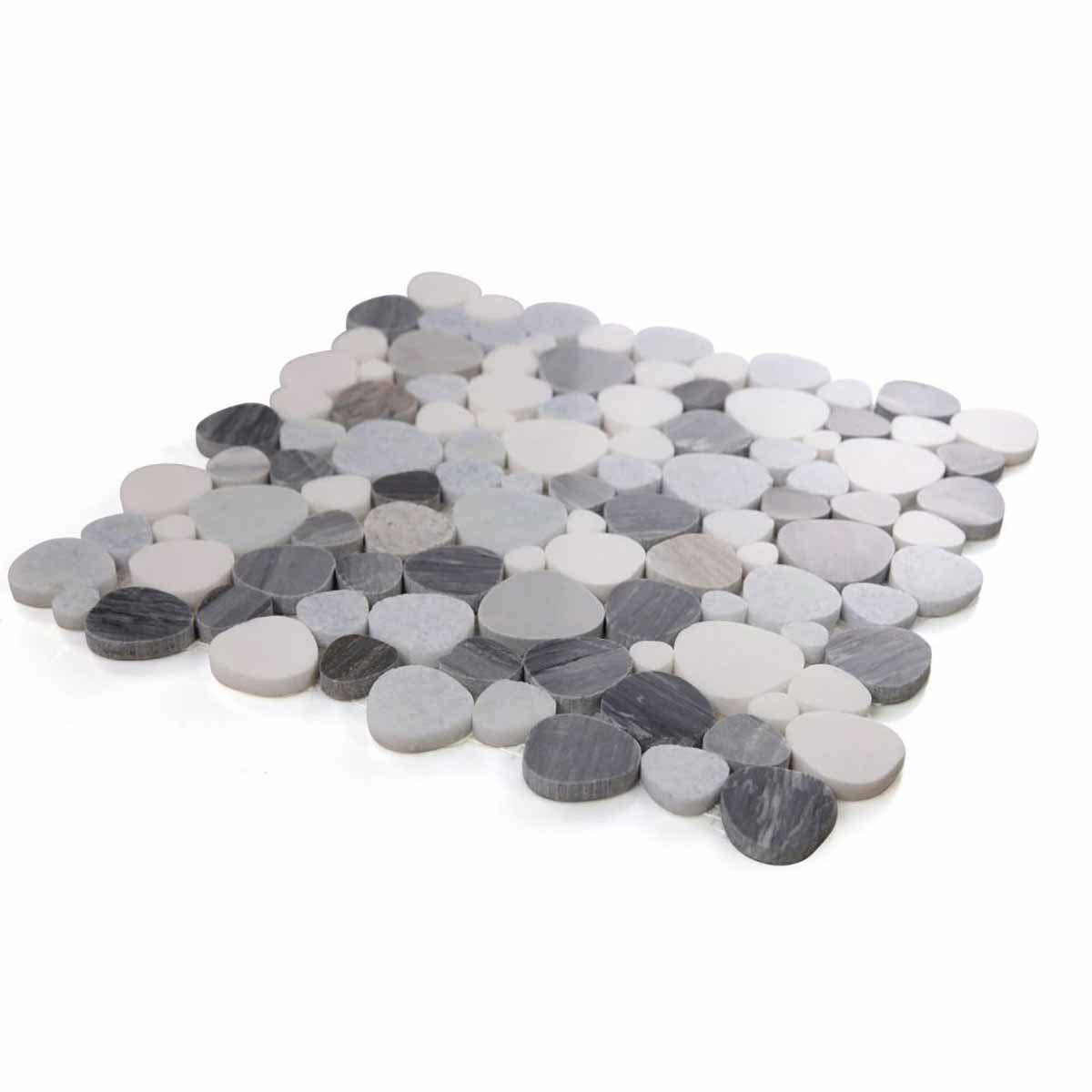 Mosaics Thassos Marble Pebble look - Ocean Blue