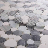 Mosaics Thassos Marble Pebble look - Ocean Blue