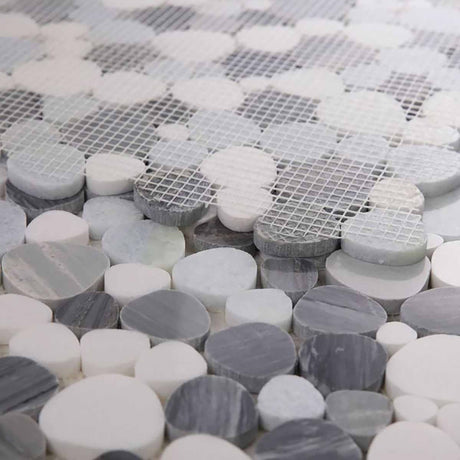 Mosaics Thassos Marble Pebble look - Ocean Blue